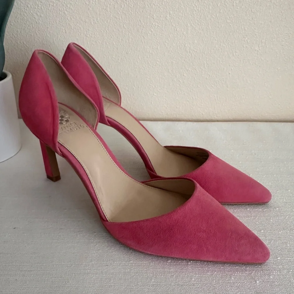 Vince Camuto Renny Geranium Pink Suede Pointed Toe D’orsay Pumps Women’s 10M - Picture 5 of 13